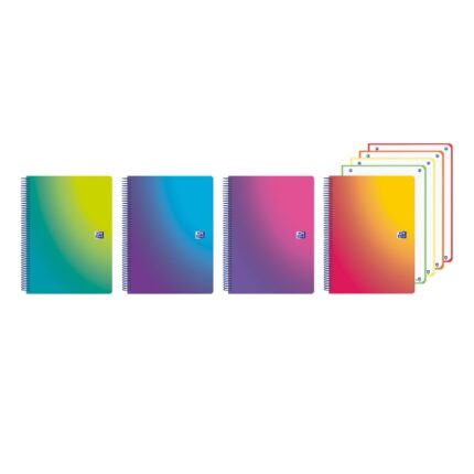 Quaderno a spirale Oxford - Formato A5+ - 120 fogli - Griglia 5x5 mm - Copertina in plastica - Anti-trasferimento dell'inchiostro - Digitalizzazione dei testi con app - Colori assortiti
