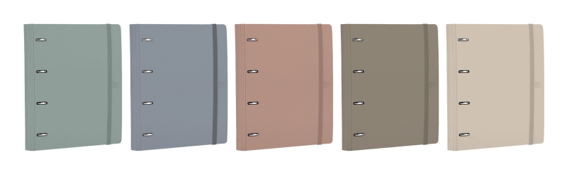 Oxford Europeanbinder Forest Raccoglitore ad anelli - Formato A4+ - Chiusura con elastico - Include ricambio di fogli a quadretti 5x5 mm - Tasca interna - Dorso da 45 mm - Colori assortiti
