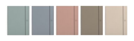 Oxford Forest Cartella a spirale con 40 fogli - Chiusura con elastico - Polyfoam - Plastica riciclata - Colori neutri assortiti