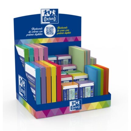 Oxford Expositor con 60 confezioni di schede FlashCards 2.0 A5 e A7 - 5 buste A5 dai colori vivaci - 10 buste A7 dai colori vivaci e pastello - Colori assortiti