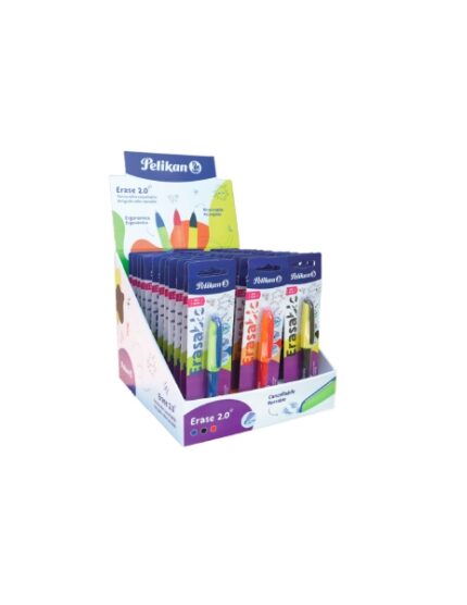 Pelikan Erase2.0 Espositore con 96 penne cancellabili - 60 blister di penne - 36 blister con 2 ricariche - Colori assortiti