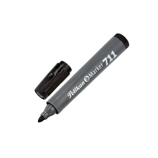 Pelikan 711F Pennarello indelebile - Punta in fibra rotonda spessa - Asciugatura rapida - Resistente all'acqua - Colore nero