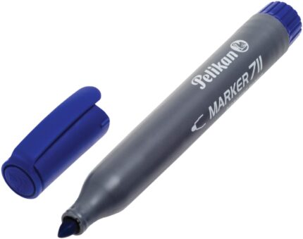 Pelikan 711F Pennarello permanente - Punta in fibra rotonda e spessa - Asciugatura rapida - Resistente all'acqua - Colore blu