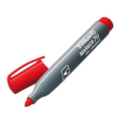 Pelikan 711F Pennarello permanente - Punta in fibra rotonda spessa - Asciugatura rapida - Resistente all'acqua - Colore rosso