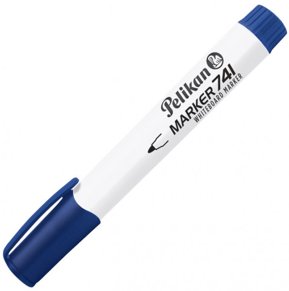 Pelikan 741F Pennarello per lavagna bianca - Punta da 2 mm - Cappuccio anti-essiccazione - Cancellabile a secco - Colore blu