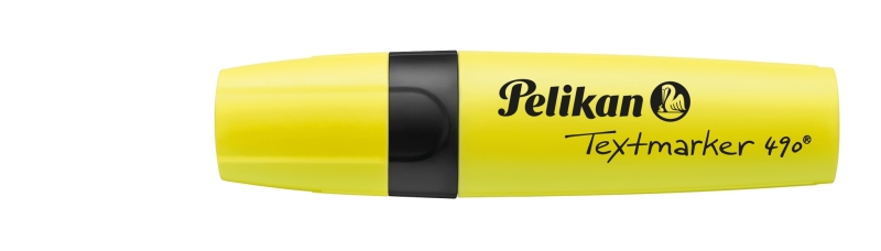 Pelikan Textmarker 490 Evidenziatore fluorescente - Blister - Ergonomico - A base d'acqua - Punta smussata con 3 larghezze di tratto - Colore giallo