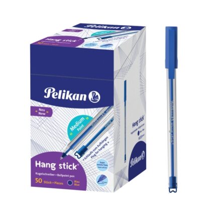 Pelikan Hang Stick Penna a sfera - Tratto da 1 mm - Cappuccio anti-soffocamento - Corpo triangolare ergonomico - Gancio - Inchiostro a base di olio - Colore blu