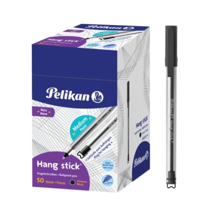 Pelikan Hang Stick Penna a sfera - Tratto da 1 mm - Cappuccio anti-soffocamento - Corpo triangolare ergonomico - Gancio - Inchiostro a base di olio - Colore nero