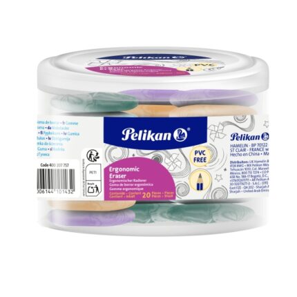 Pelikan Ergonomic Eraser Confezione da 20 gomme da cancellare - Vinile - senza PVC - Effetto marmo - Colori assortiti