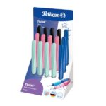 Pelikan Twist Espositore con 15 penne stilografiche - Punta M - Ambidestro - Cartuccia d'inchiostro inclusa - Colori assortiti