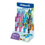 Pelikan Griffix Espositore con 12 penne stilografiche per destrimani - Pennino in acciaio inossidabile - 3 punti di presa con indicatore - Ergonomica - Cappuccio protettivo - Colori assortiti