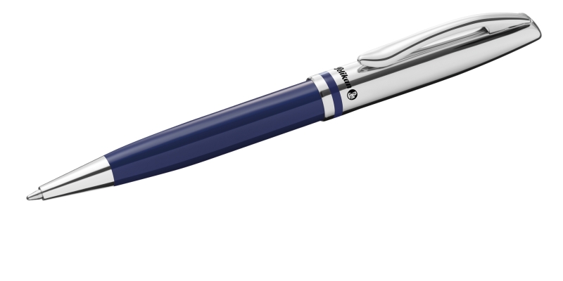 Pelikan Jazz Classic Penna a sfera a scatto - Tratto da 1 mm - Meccanismo a rotazione - Cappuccio e clip cromati - Ricambio 337M nero - Astuccio regalo - Colore blu navy