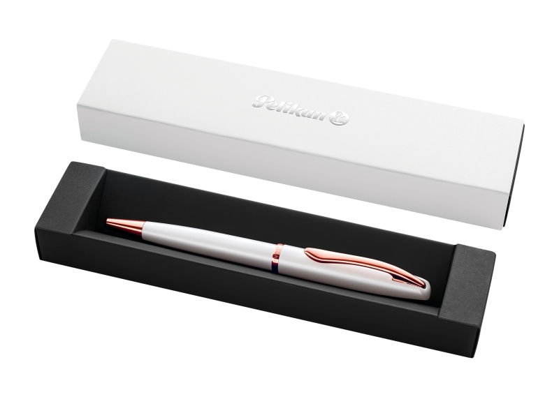 Pelikan Jazz Noble Penna a sfera retrattile - Tratto da 1 mm - Meccanismo a rotazione - Ricarica 337M blu - Astuccio regalo - Dettagli cromati - Colore perla