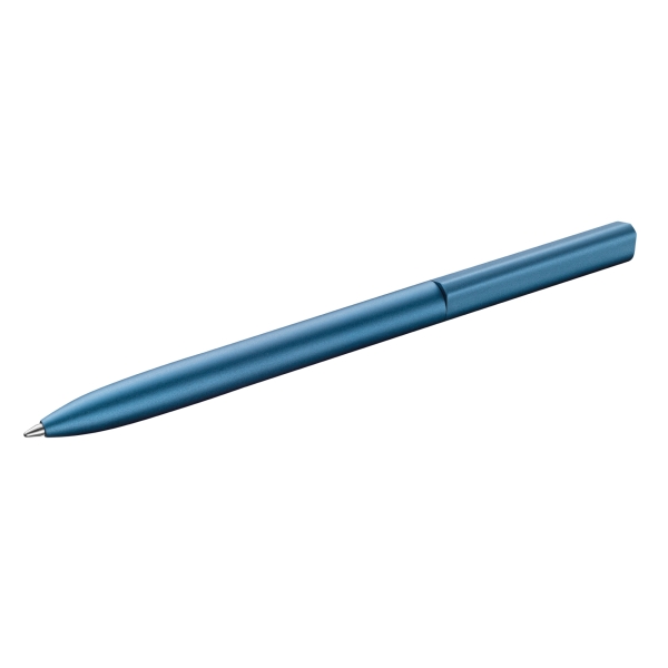 Pelikan Ineo Penna a sfera a scatto - Tratto da 1 mm - Meccanismo a rotazione - Ricarica 337M blu - Alluminio anodizzato satinato - Confezione regalo in metallo - Colore blu marino