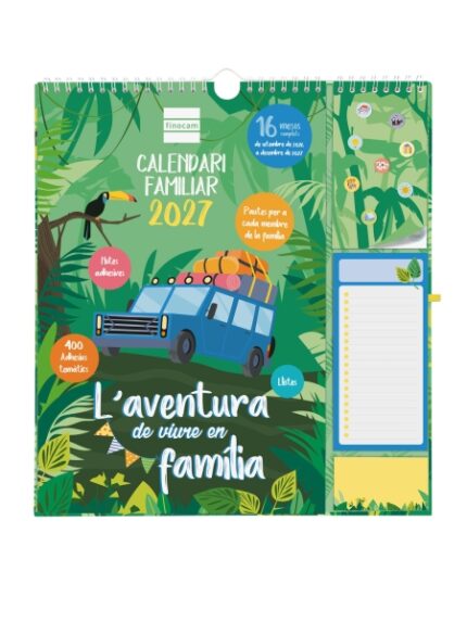 Finocam Sep Calendario da parete in catalano - 16 mesi - Vista mensile - Formato Plus - 215x325 mm - Doppia spirale metallica - Carta da 140 g/m² - Spazio per appunti - Anello porta penna - Multicolore