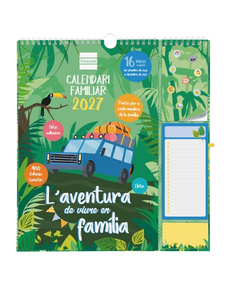 Finocam Sep Calendario da parete in catalano - 16 mesi - Vista mensile - Formato Plus - 215x325 mm - Doppia spirale metallica - Carta da 140 g/m² - Spazio per appunti - Anello porta penna - Multicolore