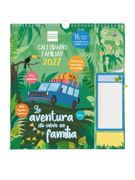 Finocam Sep Calendario da parete - 16 mesi - Vista mensile - Formato Plus - 215x325 mm - Doppia spirale metallica - Carta da 140 g/m² - Spazio per appunti - Anello porta penna - Multicolore