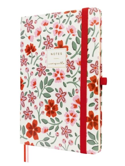 Finocam Moniquilla Quaderno con copertina rigida - 72 fogli - Formato A5 - 148x210 mm - Carta crema da 80 g/m² - Liscia - Tasca interna - Chiusura con elastico - Fogli microperforati - Multicolore