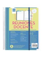 Finocam Organizer Pianificatore di riunioni senza date per insegnanti - Formato 4º - 155x212 mm - Copertina in polipropilene - Carta da 80 g/m² - Spirale metallica - Colore blu