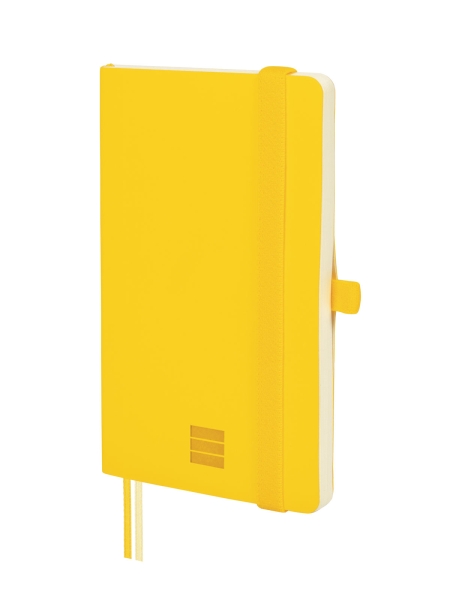 Finocam Nexo Quaderno a Copertina Morbida - 72 Fogli - 90x150mm - Carta Crema da 80g/m² - Liscia - Tasca Interna - Chiusura con Elastico - Fogli Microperforati - Colore Giallo