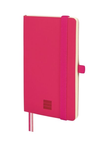 Finocam Nexo Quaderno a copertina morbida - 72 fogli - 90x150 mm - Carta color crema da 80 g/m² - Liscio - Tasca interna - Chiusura con elastico - Fogli microperforati - Colore fucsia