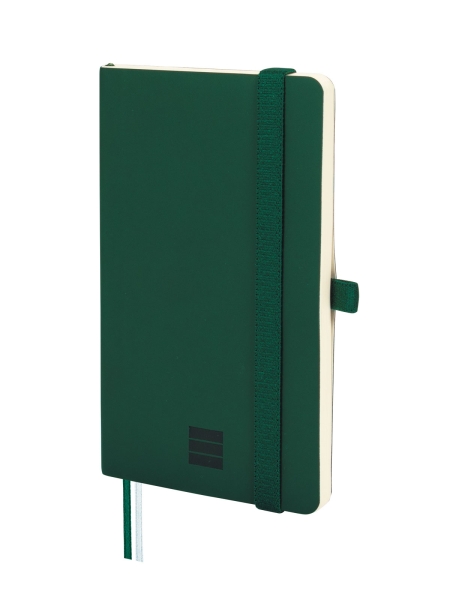 Finocam Nexo Quaderno a copertina morbida - 72 fogli - 90x150 mm - Carta color crema da 80 g/m² - Liscio - Tasca interna - Chiusura con elastico - Fogli microperforati - Colore verde scuro
