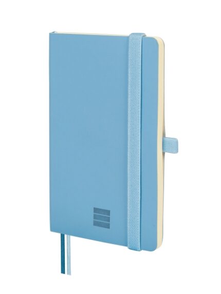 Finocam Nexo Quaderno a Copertina Morbida - 72 Fogli - 90x150mm - Carta Crema da 80g/m2 - Liscia - Tasca Interna - Chiusura con Elastico - Fogli Microperforati - Colore Azzurro