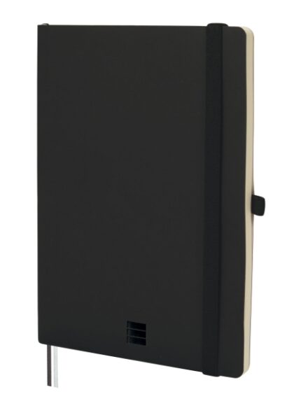 Finocam Nexo Quaderno a Copertina Morbida - 72 Fogli - Formato A5 - 148x210 mm - Carta Crema da 80 g/m² - Liscia - Tasca Interna - Chiusura con Elastico - Fogli Microperforati - Colore Nero