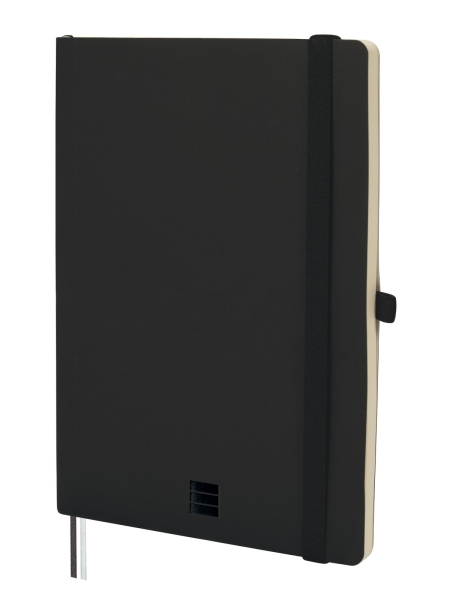 Finocam Nexo Quaderno a Copertina Morbida - 72 Fogli - Formato A5 - 148x210 mm - Carta Crema da 80 g/m² - Liscia - Tasca Interna - Chiusura con Elastico - Fogli Microperforati - Colore Nero