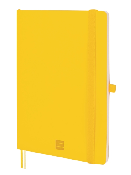 Finocam Nexo Quaderno a Copertina Morbida - 72 Fogli - Formato A5 - 148x210 mm - Carta Crema da 80 g/m² - Liscia - Tasca Interna - Chiusura con Elastico - Fogli Microperforati - Colore Giallo