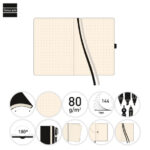 Finocam Nexo Quaderno a Copertina Morbida - 72 Fogli - 90x150mm - Carta Crema da 80g/m2 - Tasca Interna - Chiusura con Elastico - Portapenne - Fogli Microperforati - Colore Blu Marino - immagine 2