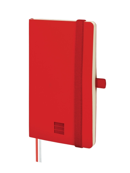 Finocam Nexo Quaderno a Copertina Morbida - 72 Fogli - 90x150 mm - Carta Crema da 80 g/m² - Tasca Interna - Chiusura con Elastico - Portapenne - Fogli Microperforati - Colore Rosso