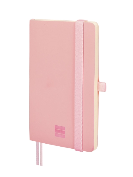 Finocam Nexo Quaderno a Copertina Morbida - 72 Fogli - 90x150mm - Carta Crema da 80g/m² - Tasca Interna - Chiusura con Elastico - Portapenne - Fogli Microperforati - Colore Rosa