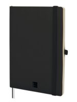 Finocam Nexo Quaderno a Copertina Morbida - 72 Fogli - Formato A5 - 148x210 mm - Carta Crema da 80 g/m² - Tasca Interna - Chiusura con Elastico - Portapenne - Fogli Microperforati - Colore Nero