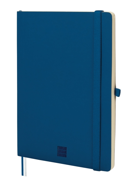 Finocam Nexo Taccuino a Copertina Morbida - 72 Fogli - Formato A5 - 148x210 mm - Carta Crema da 80 g/m² - Tasca Interna - Chiusura con Elastico - Portapenne - A Punti - Colore Blu Marino