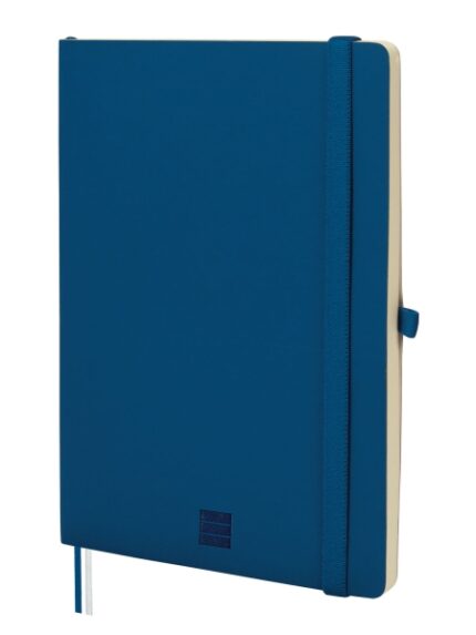 Finocam Nexo Quaderno a Copertina Morbida - 72 Fogli - Formato A5 - 148x210 mm - Carta Crema da 80 g/m² - Tasca Interna - Chiusura con Elastico - Portapenne - Righe Orizzontali - Colore Blu Marino
