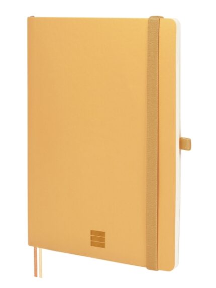 Finocam Nexo Quaderno a copertina morbida - 72 fogli - Formato A5 - 148x210 mm - Righe orizzontali - Carta crema da 80 g/m² - Tasca interna - Portapenne - Fogli microperforati - Colore cammello