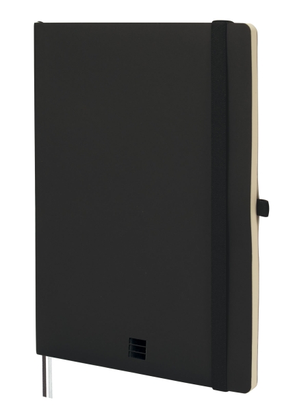 Finocam Nexo Quaderno a Copertina Morbida - 72 Fogli - Formato B5 - 176x250mm - Righe Orizzontali - Carta Crema da 80g/m² - Tasca Interna - Portapenne - Fogli Microperforati - Colore Nero