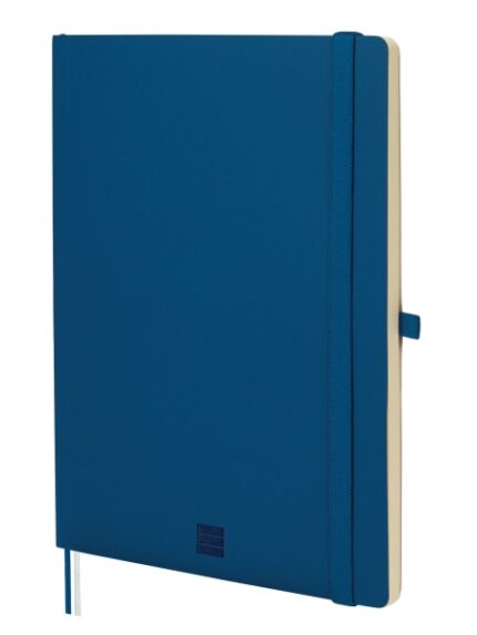 Finocam Nexo Quaderno a Copertina Morbida - 72 Fogli - Formato B5 - 176x250 mm - Carta Crema da 80 g/m² - Tasca Interna - Chiusura con Elastico - Portapenne - Righe Orizzontali - Colore Blu Marino