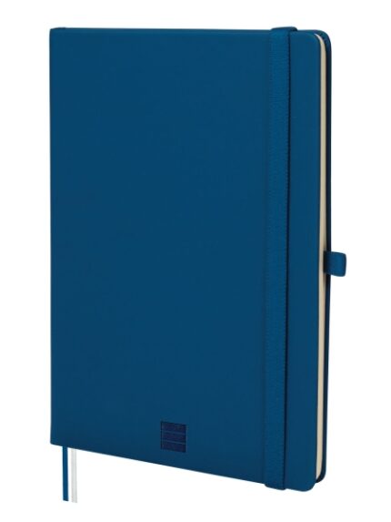 Finocam Nexo Quaderno con copertina rigida - 72 fogli - Formato A5 - 148x210 mm - Carta crema da 80 g/m² - Liscia - Tasca interna - Chiusura con elastico - Fogli microperforati - Colore blu navy