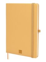 Finocam Nexo Quaderno a Copertina Rigida - 72 Fogli - Formato A5 - 148x210 mm - Carta Crema da 80 g/m² - Liscio - Tasca Interna - Chiusura con Elastico - Fogli Microperforati - Colore Cammello
