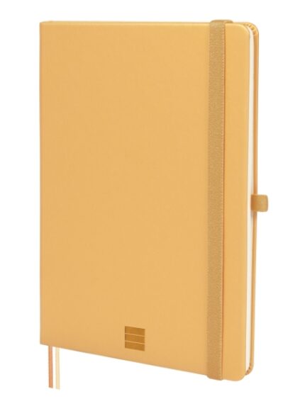 Finocam Nexo Quaderno a Copertina Rigida - 72 Fogli - Formato A5 - 148x210 mm - Carta Crema da 80 g/m² - Liscio - Tasca Interna - Chiusura con Elastico - Fogli Microperforati - Colore Cammello