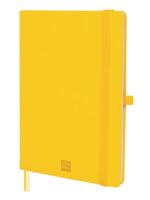 Finocam Nexo Taccuino con copertina rigida - 72 fogli - Formato A5 - 148x210 mm - Carta crema da 80 g/m² - Liscio - Tasca interna - Chiusura con elastico - Fogli microperforati - Colore giallo