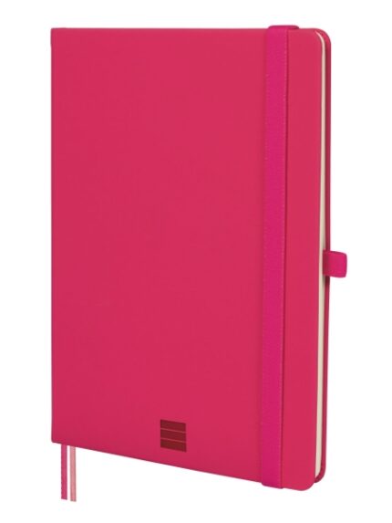 Finocam Nexo Taccuino con copertina rigida - 72 fogli - Formato A5 - 148x210 mm - Carta crema da 80 g/m² - Liscia - Tasca interna - Chiusura con elastico - Fogli microperforati - Colore fucsia