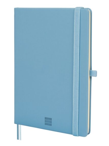 Finocam Nexo Quaderno con copertina rigida - 72 fogli - Formato A5 - 148x210 mm - Carta color crema da 80 g/m² - Liscia - Tasca interna - Chiusura con elastico - Fogli microperforati - Colore azzurro
