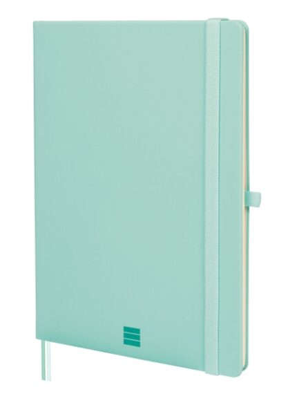 Finocam Nexo Taccuino con copertina rigida - 72 fogli - Formato B5 - 176x250 mm - Carta color crema da 80 g/m² - Liscia - Tasca interna - Chiusura con elastico - Fogli microperforati - Colore turchese