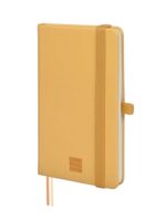 Finocam Nexo Taccuino con Copertina Rigida - 72 Fogli - 90x150mm - Carta Crema da 80g/m² - Tasca Interna - Chiusura con Elastico - Portapenne - Fogli Microperforati - Colore Cammello