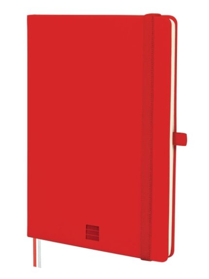 Finocam Nexo Taccuino con copertina rigida - 72 fogli - Formato A5 - 148x210 mm - Carta crema da 80 g/m² - Tasca interna - Chiusura con elastico - Portapenne - Fogli microperforati - Colore rosso