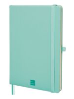 Finocam Nexo Quaderno con copertina rigida - 72 fogli - Formato A5 - 148x210 mm - Carta color crema da 80 g/m² - Tasca interna - Chiusura con elastico - Portapenne - Fogli microperforati - Colore turchese