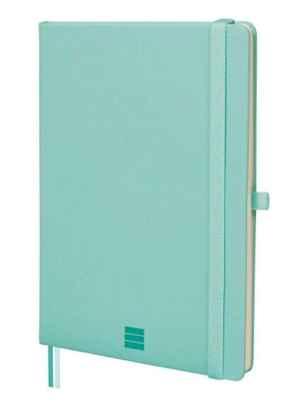 Finocam Nexo Quaderno con copertina rigida - 72 fogli - Formato A5 - 148x210 mm - Carta color crema da 80 g/m² - Tasca interna - Chiusura con elastico - Portapenne - Fogli microperforati - Colore turchese